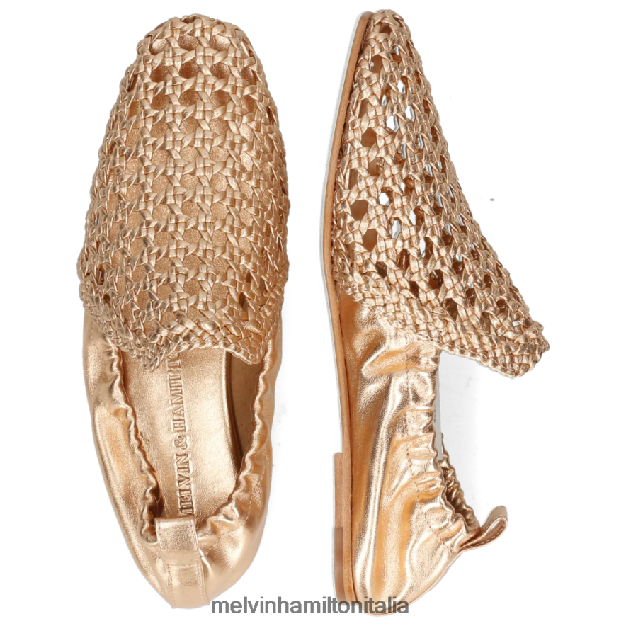 esso Melvin & Hamilton donne Melly 7 oro mocassini L80P2P1430