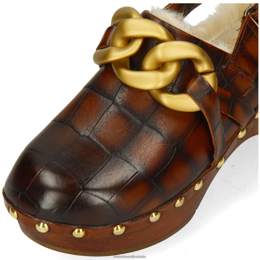 esso Melvin & Hamilton donne flora 1 marrone zoccoli DLT2BB1990