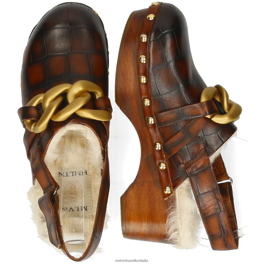 esso Melvin & Hamilton donne flora 1 marrone zoccoli DLT2BB1990