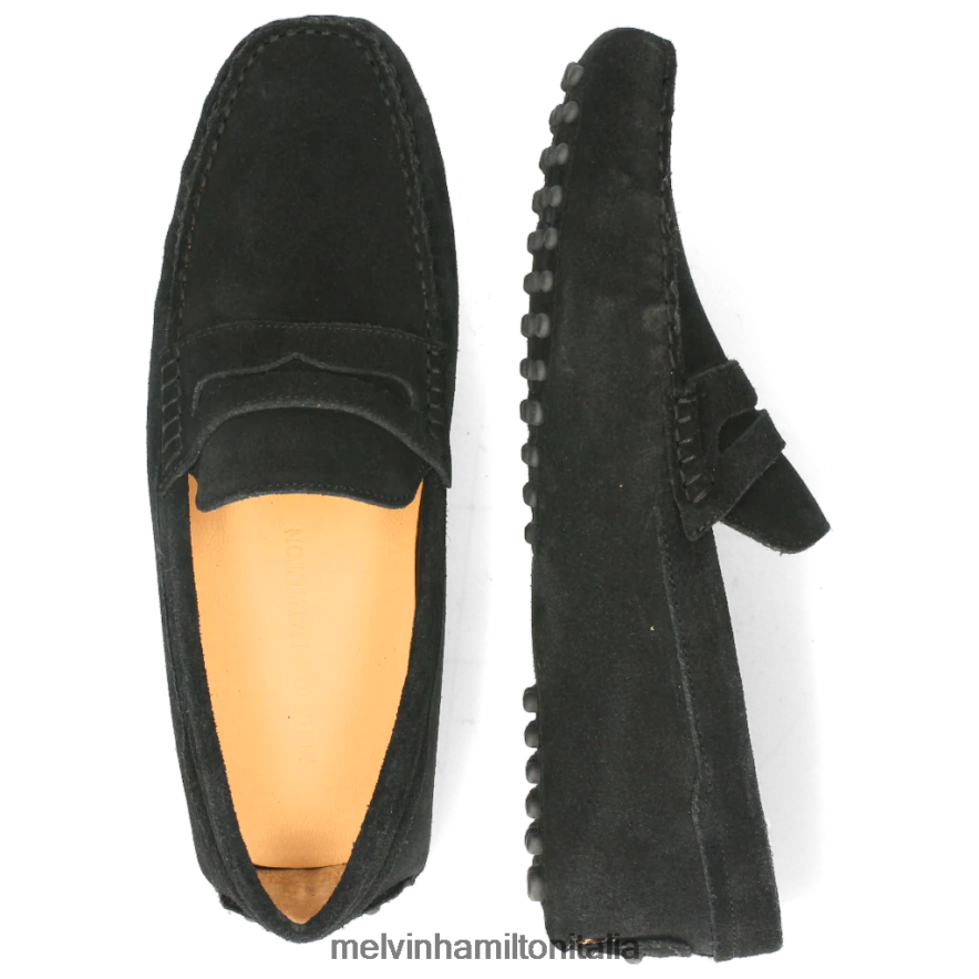 esso Melvin & Hamilton uomini Nelson 2 nero mocassini L80P2P308