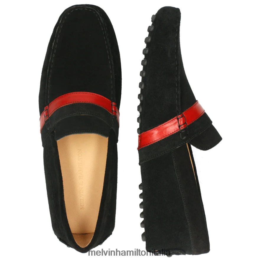 esso Melvin & Hamilton uomini Nelson 6 nero mocassini L80P2P313