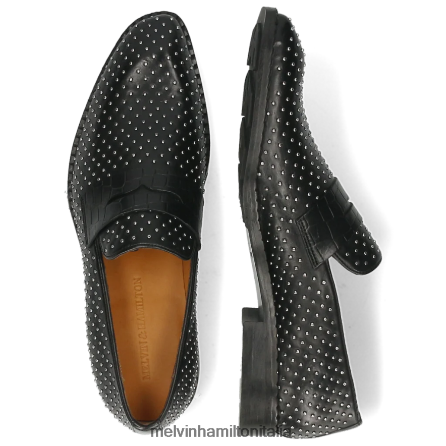 esso Melvin & Hamilton uomini gastone 5 nero mocassini L80P2P302