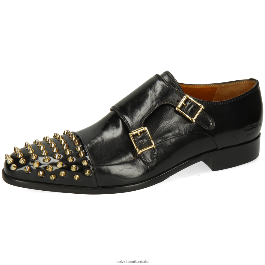 esso Melvin & Hamilton uomini lancia 1 nero scarpe da monaco L80P2P343