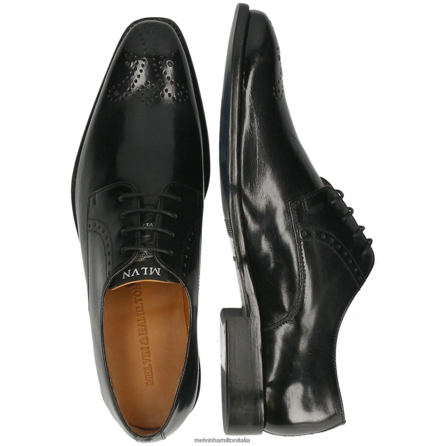 esso Melvin & Hamilton uomini Dylan 1 nero scarpe derby L80P2P448