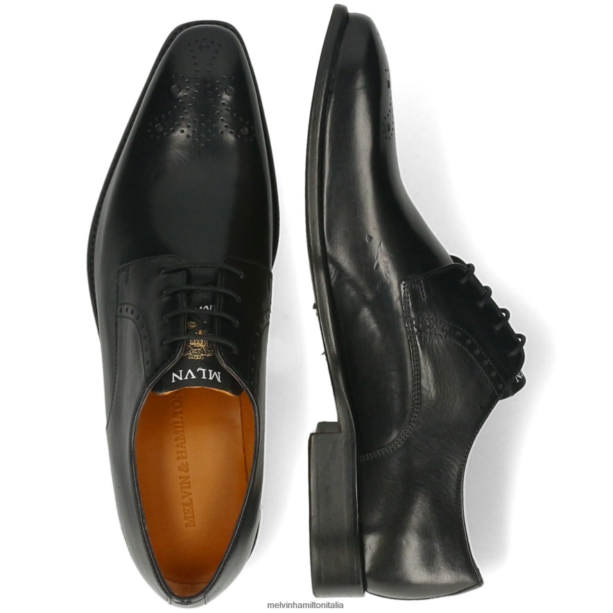 esso Melvin & Hamilton uomini Dylan 1 nero scarpe derby L80P2P458