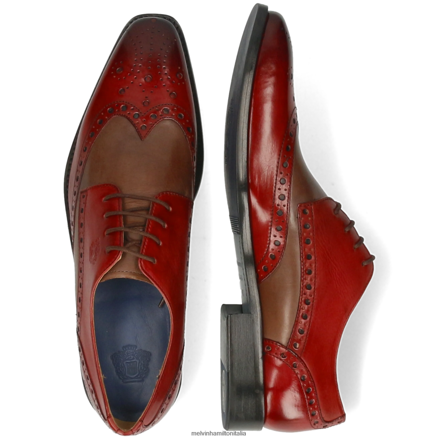 esso Melvin & Hamilton uomini Martino 15 rosso scarpe derby L80P2P442