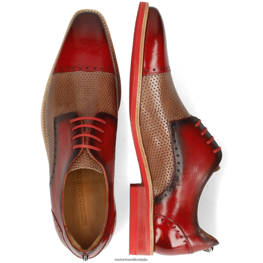 esso Melvin & Hamilton uomini davo 1 rosso scarpe derby L80P2P513