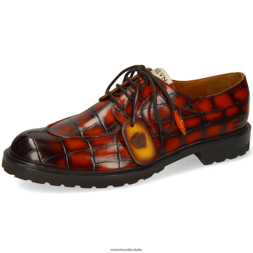 esso Melvin & Hamilton uomini forare 2 arancia scarpe derby L80P2P430