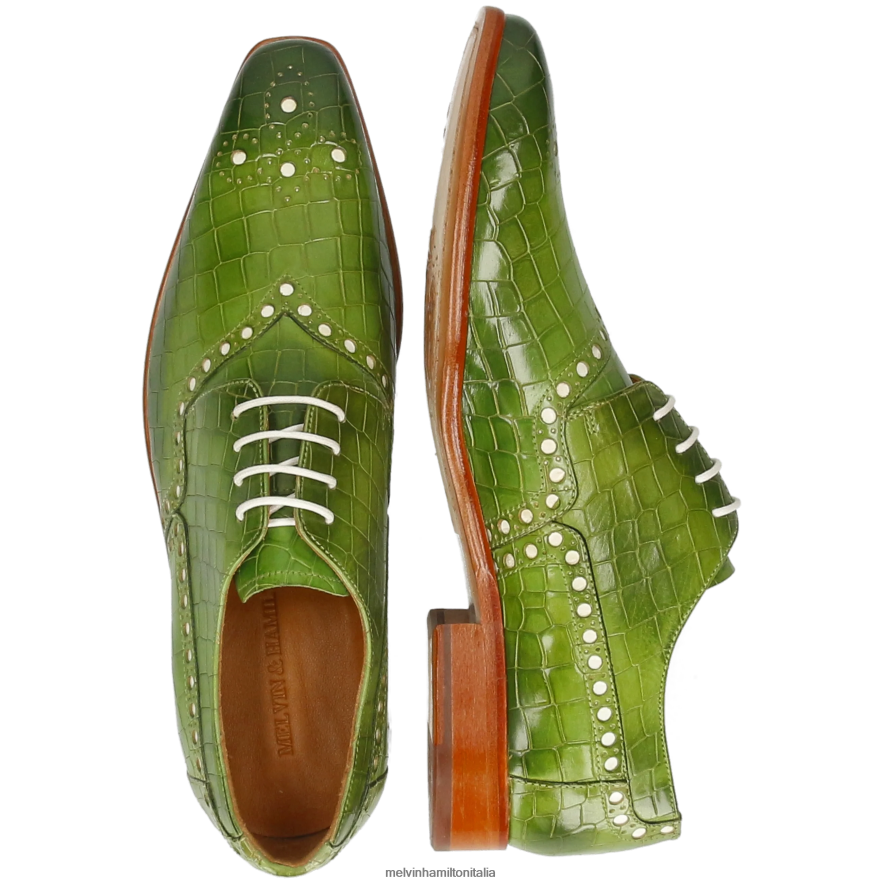 esso Melvin & Hamilton uomini lancia 66 verde scarpe derby L80P2P427