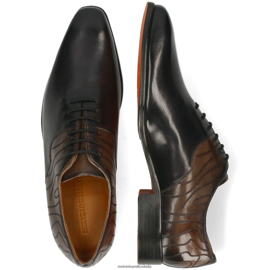 esso Melvin & Hamilton uomini Lewis 53 nero scarpe oxford L80P2P182