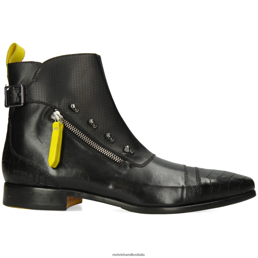 Esso Melvin & Hamilton uomini elvis 25 nero stivaletti L80P2P1