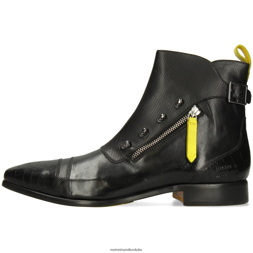 Esso Melvin & Hamilton uomini elvis 25 nero stivaletti L80P2P1