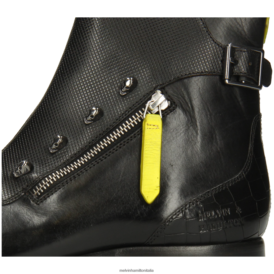 Esso Melvin & Hamilton uomini elvis 25 nero stivaletti L80P2P1