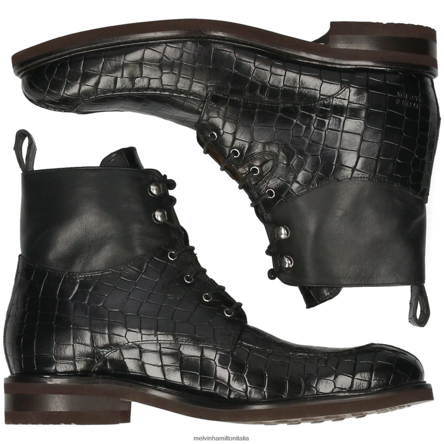 esso Melvin & Hamilton uomini Parker 3 nero stivaletti L80P2P58